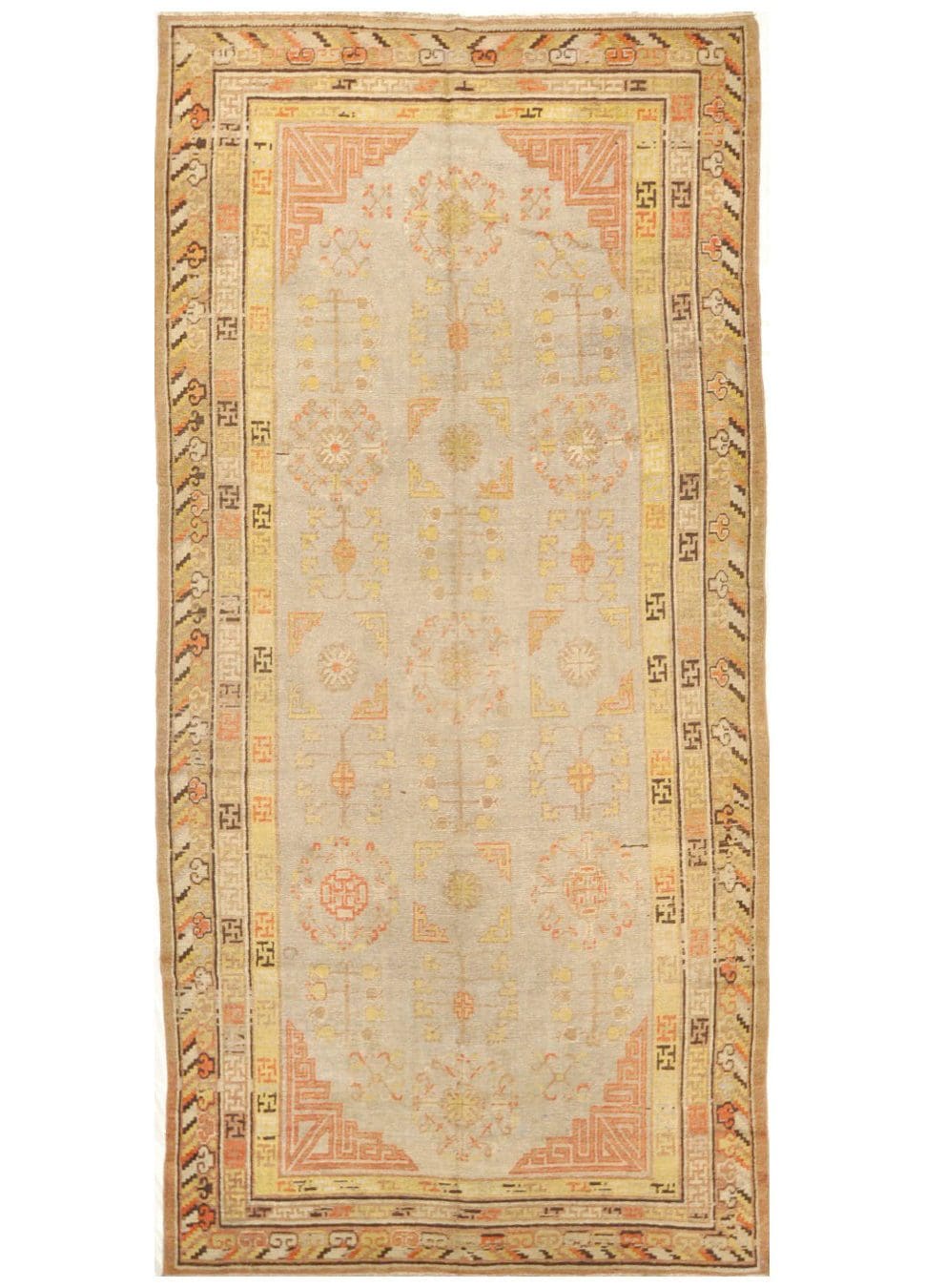 6' x 13' Beige Fine Hand-Knotted Central Asian Khotan Rug – Vintage ...